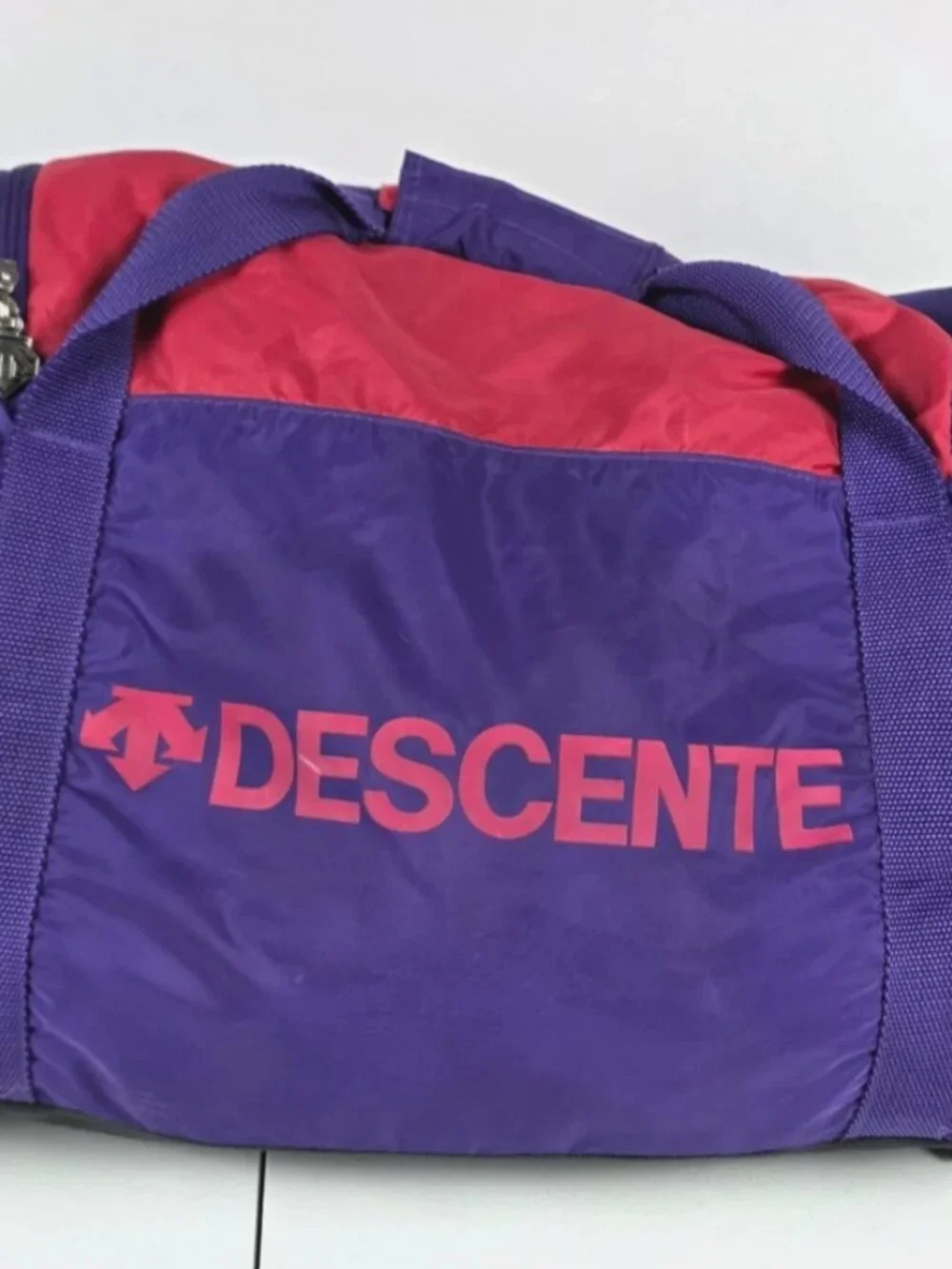 Vintage Descente Duffel Bag 80s 90s Purple Red Large Gym Travel Ski Retro Logo